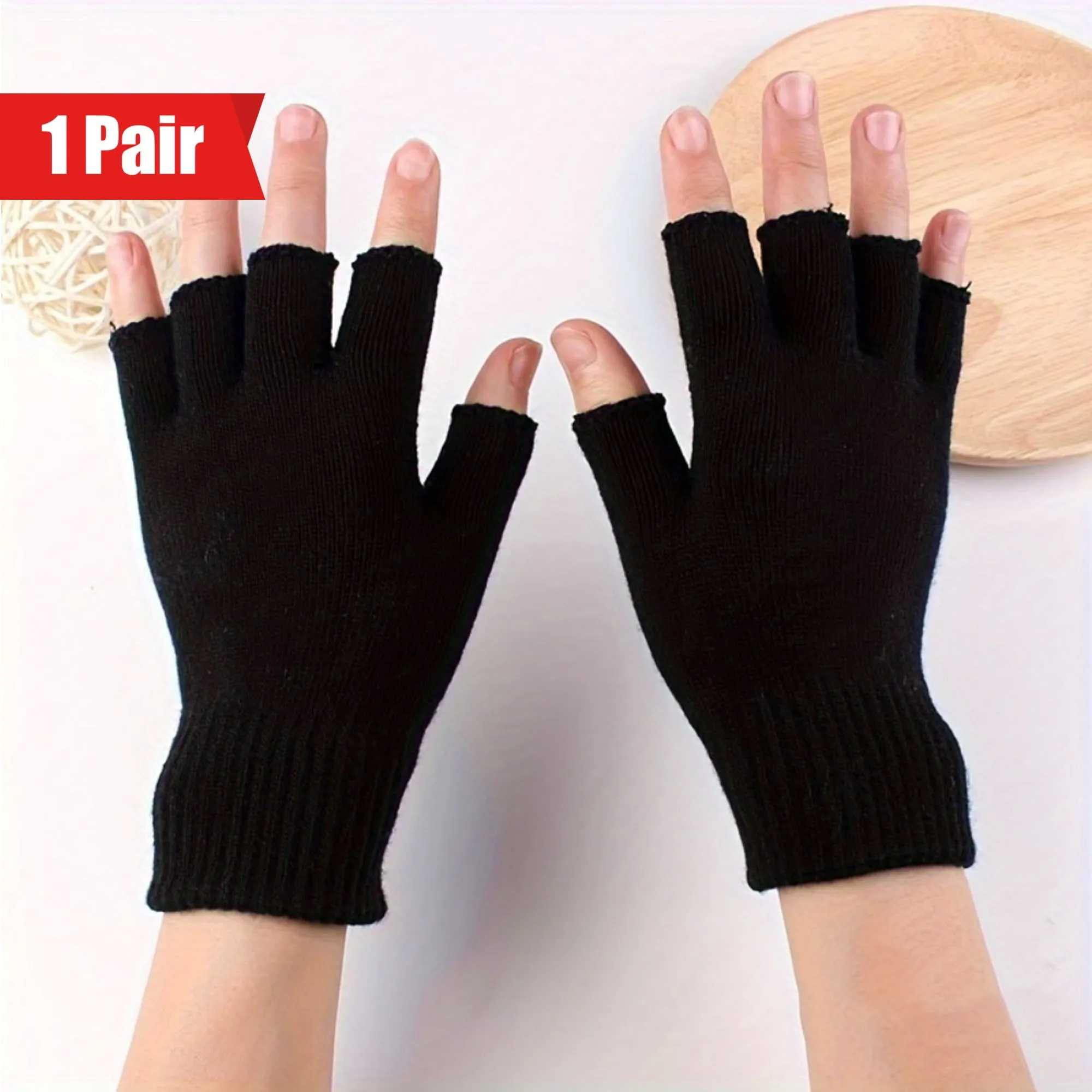 1 Pair of Cozy Thermal Half Finger Knit Gloves for Women - Cycling Gloves with Warmth, Durability, and Grip - Perfect for Cold Weather Riding