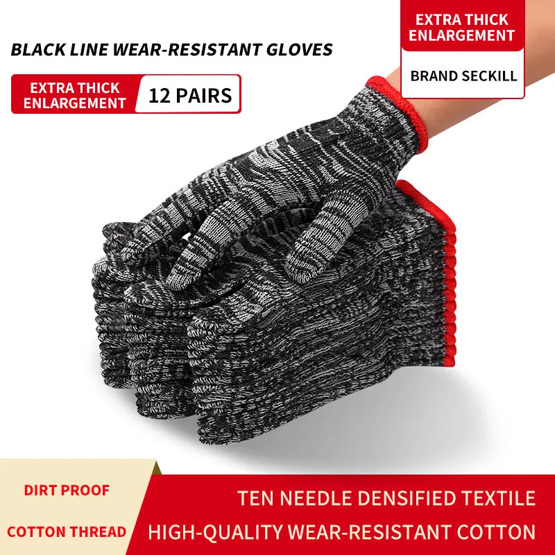 12 Pairs of Nylon Lined Safety Work Gloves for All