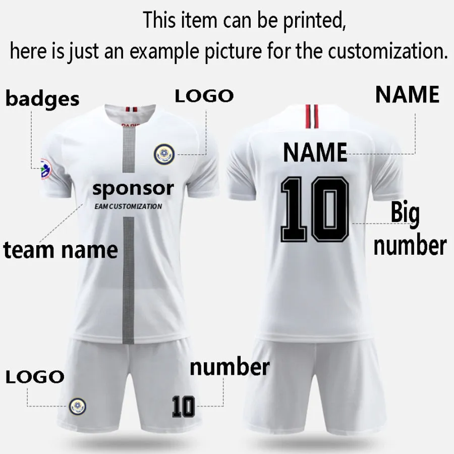 Adults Summer Short Sleeve Kids Soccer Training Suits Football Kits Soccer Custom Shorts Jersey Set