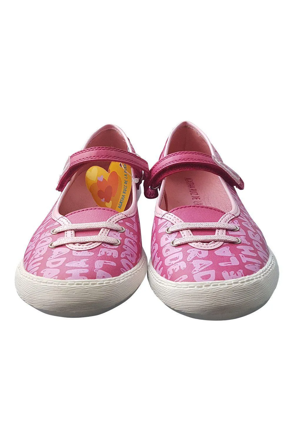 AGATHA RUIZ DE LA PRADA Girls Canvas Pink Writing Pumps (34)