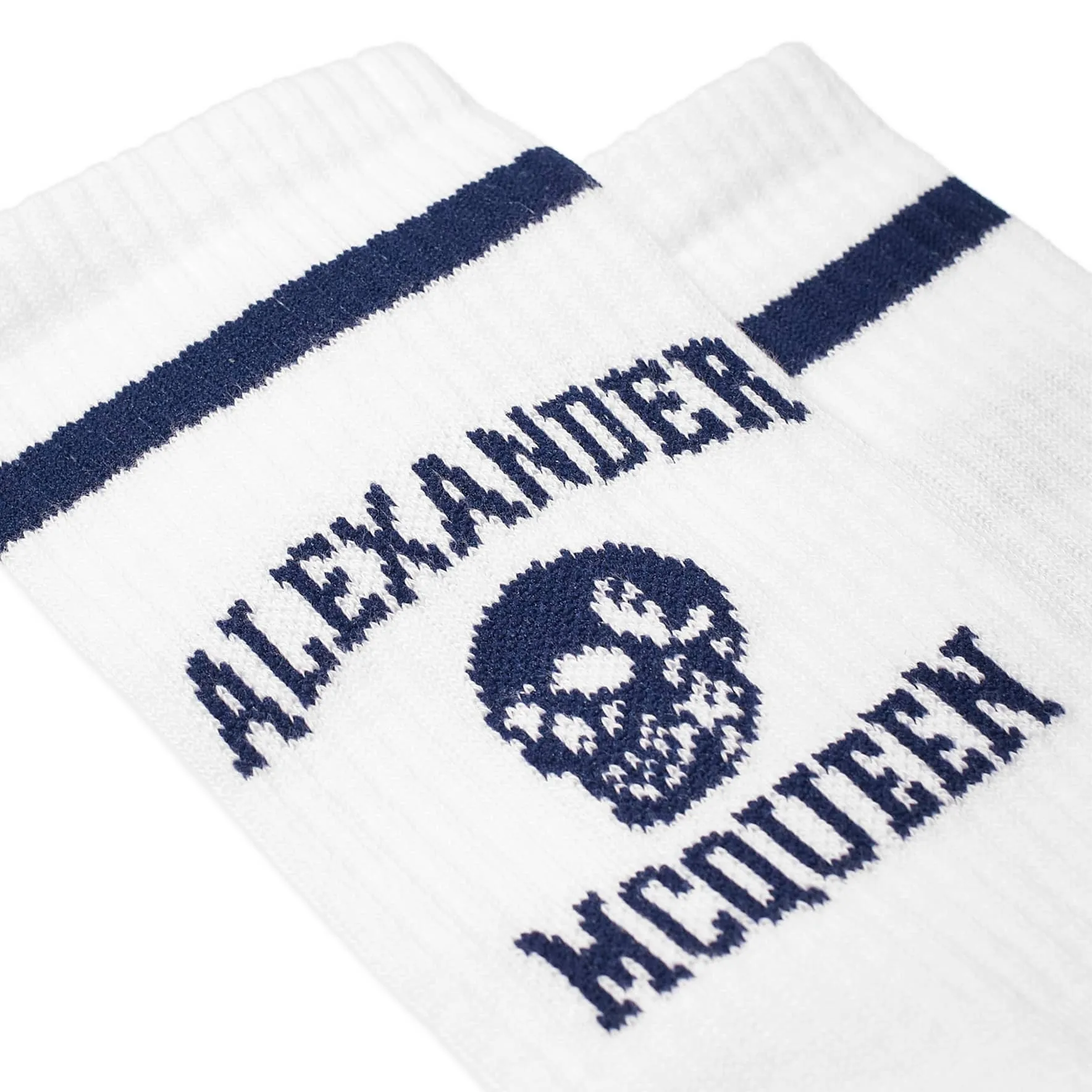 Alexander Mcqueen Varsity Skull Logo socks, white/blue