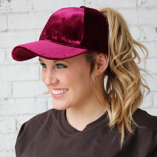 B-722 C.C Pony Caps Velvet Burgundy