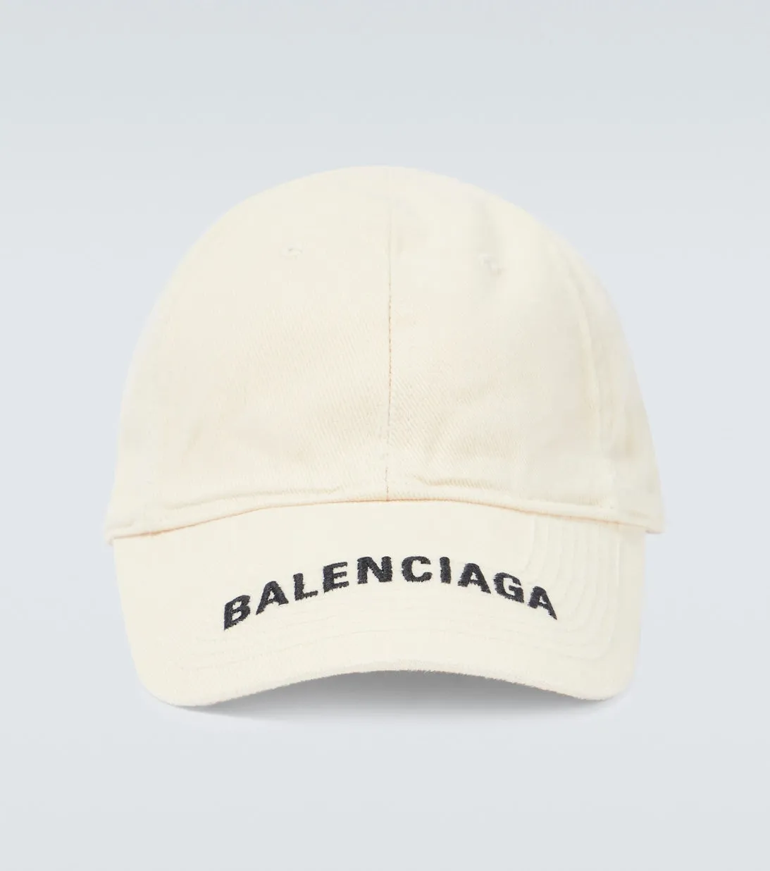 Balenciaga Logo Cotton Baseball Cap, White