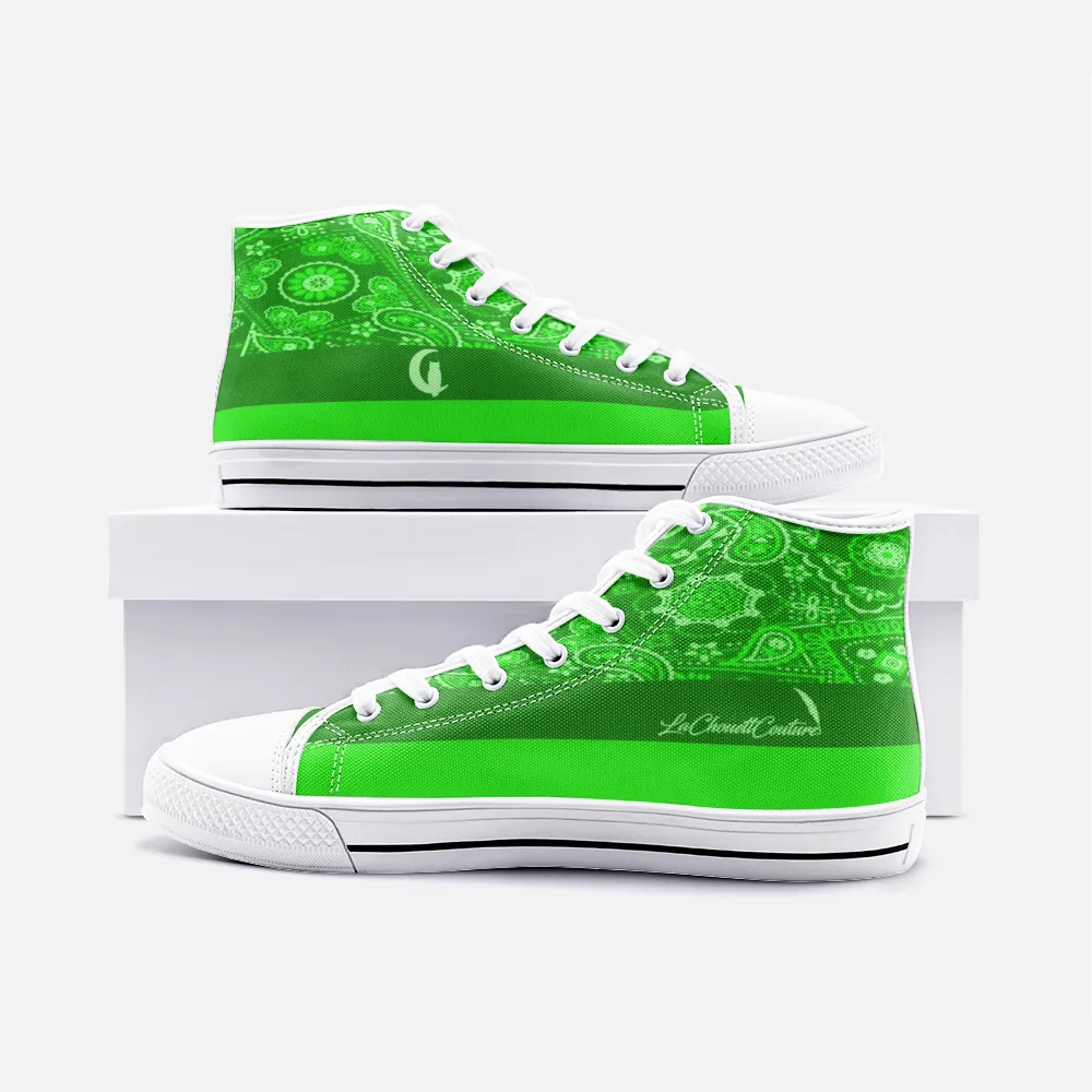 BANDANA VIRAL GREEN Unisex High Top Canvas Shoes