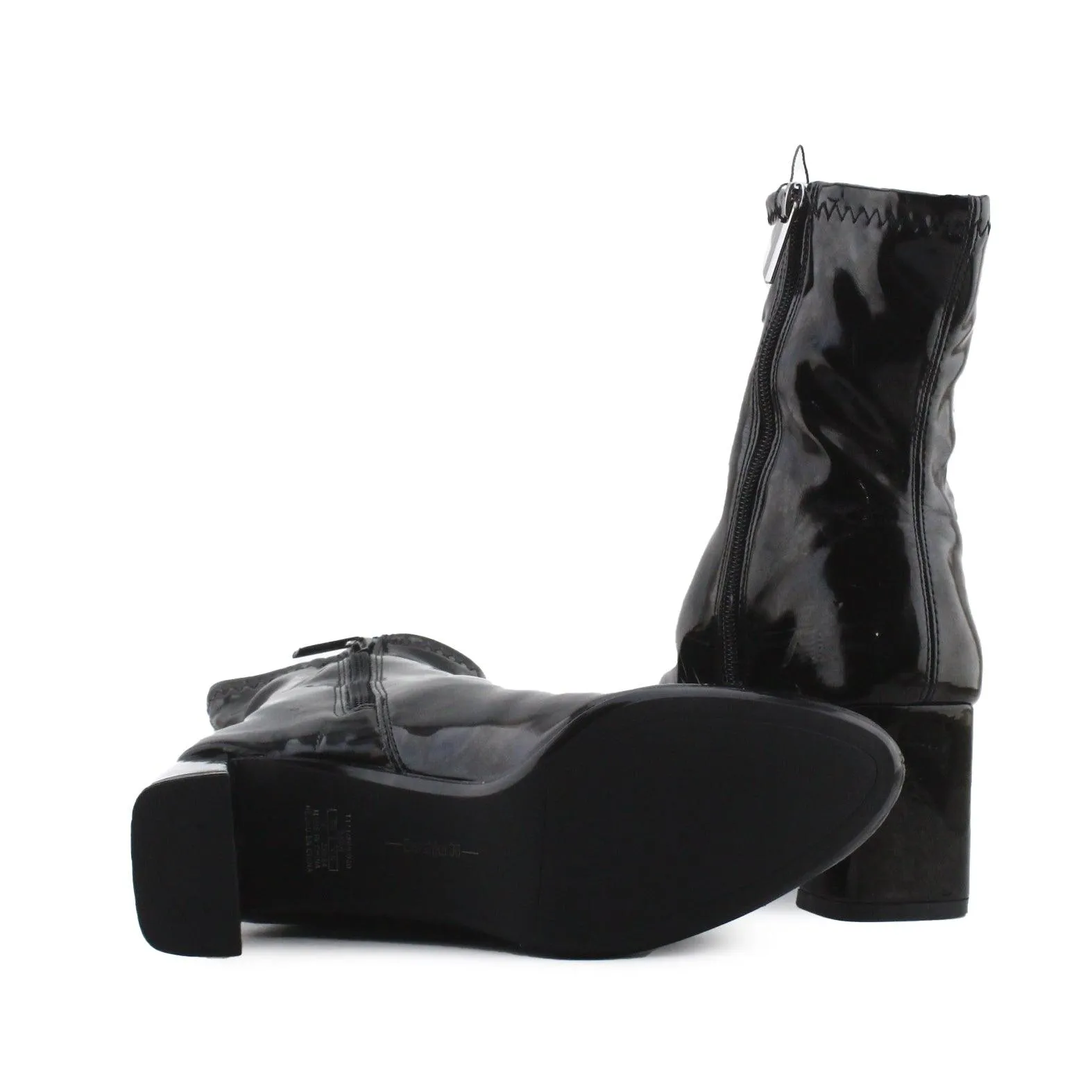 Bershka Zipper Block Heels Ankle Boots | 100% Synthetic Leather