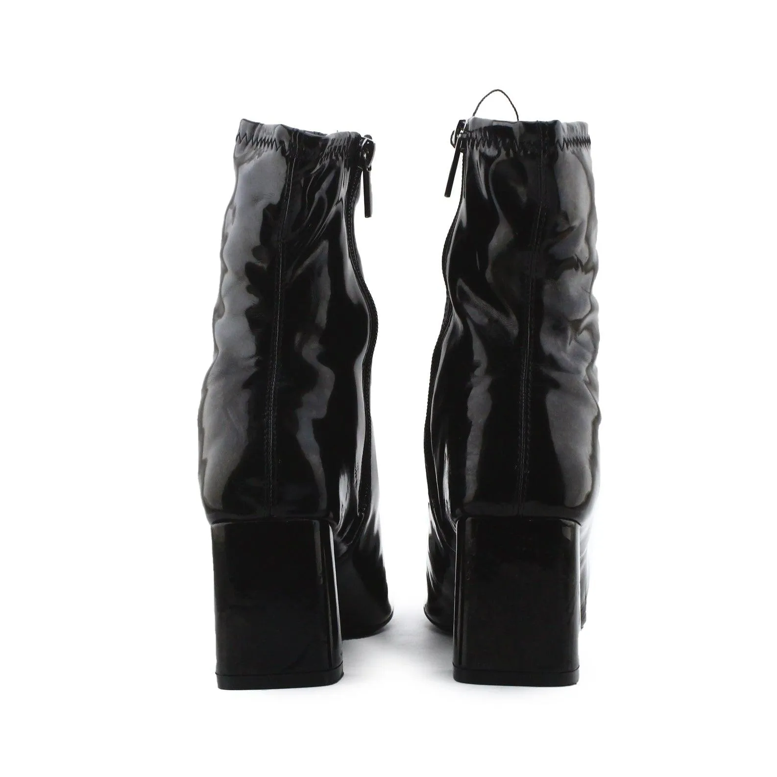 Bershka Zipper Block Heels Ankle Boots | 100% Synthetic Leather