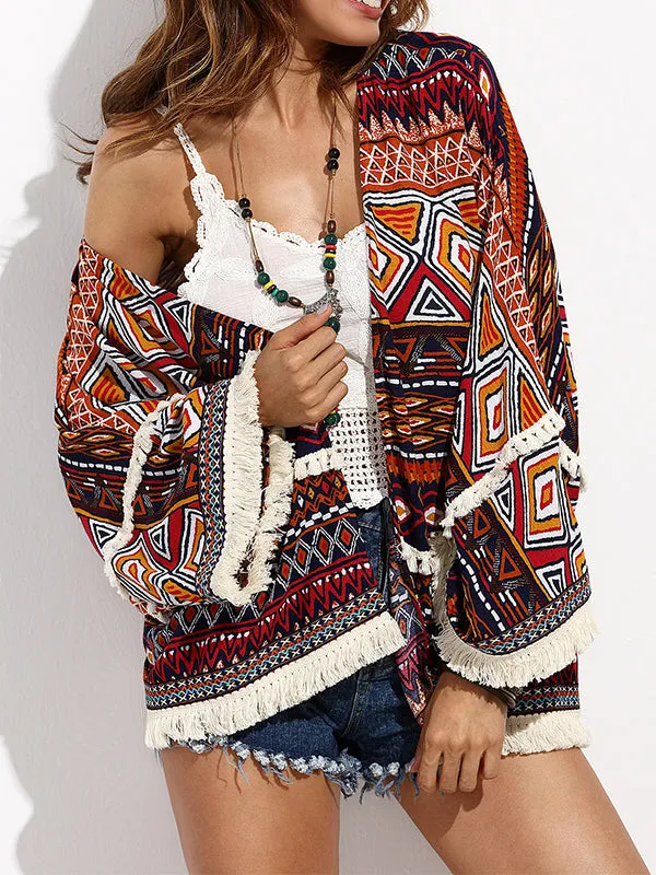 Boho Style Summer Long Sleeve Blouses Beach Cover-ups