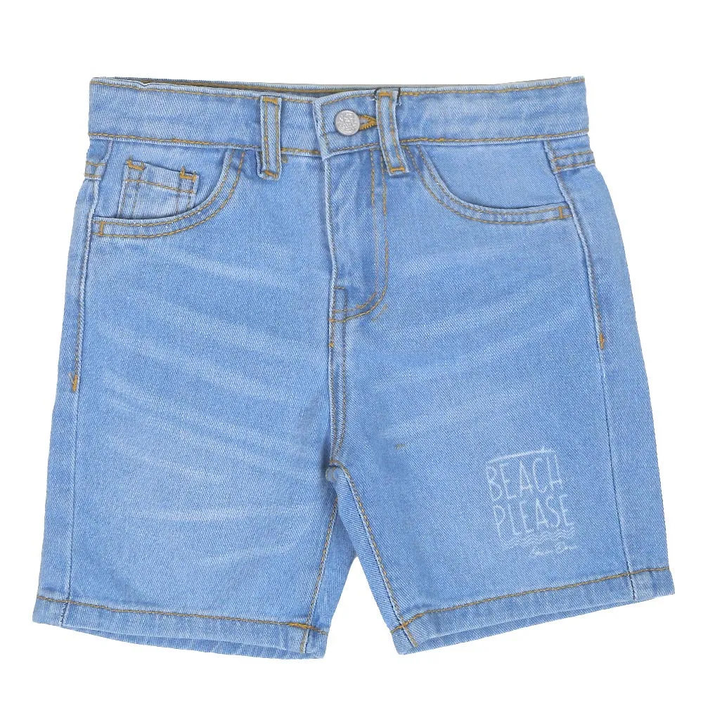 Boys Short Denim Beach Please - Light Blue