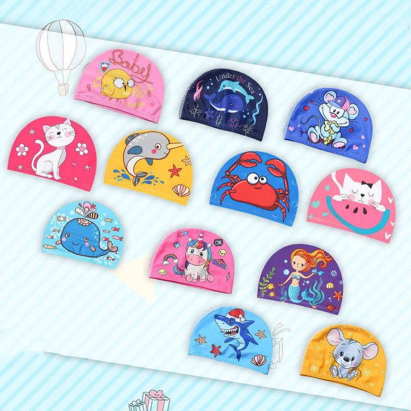 Children's Swimming Hat Printed Cartoon Comfortable Swimming Cloth Hat