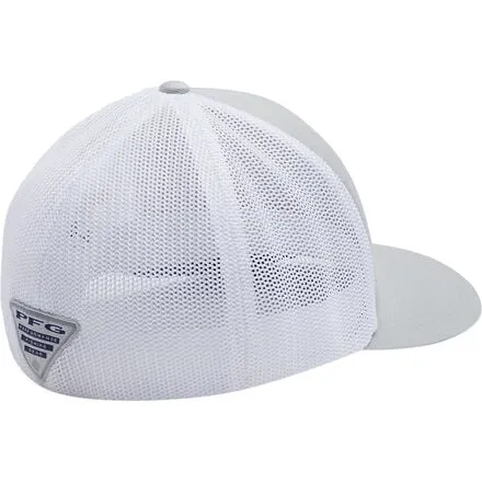 Columbia Men's PFG Mesh Trucker Cap, Cool Grey/White/Vivid Blue/Marlin