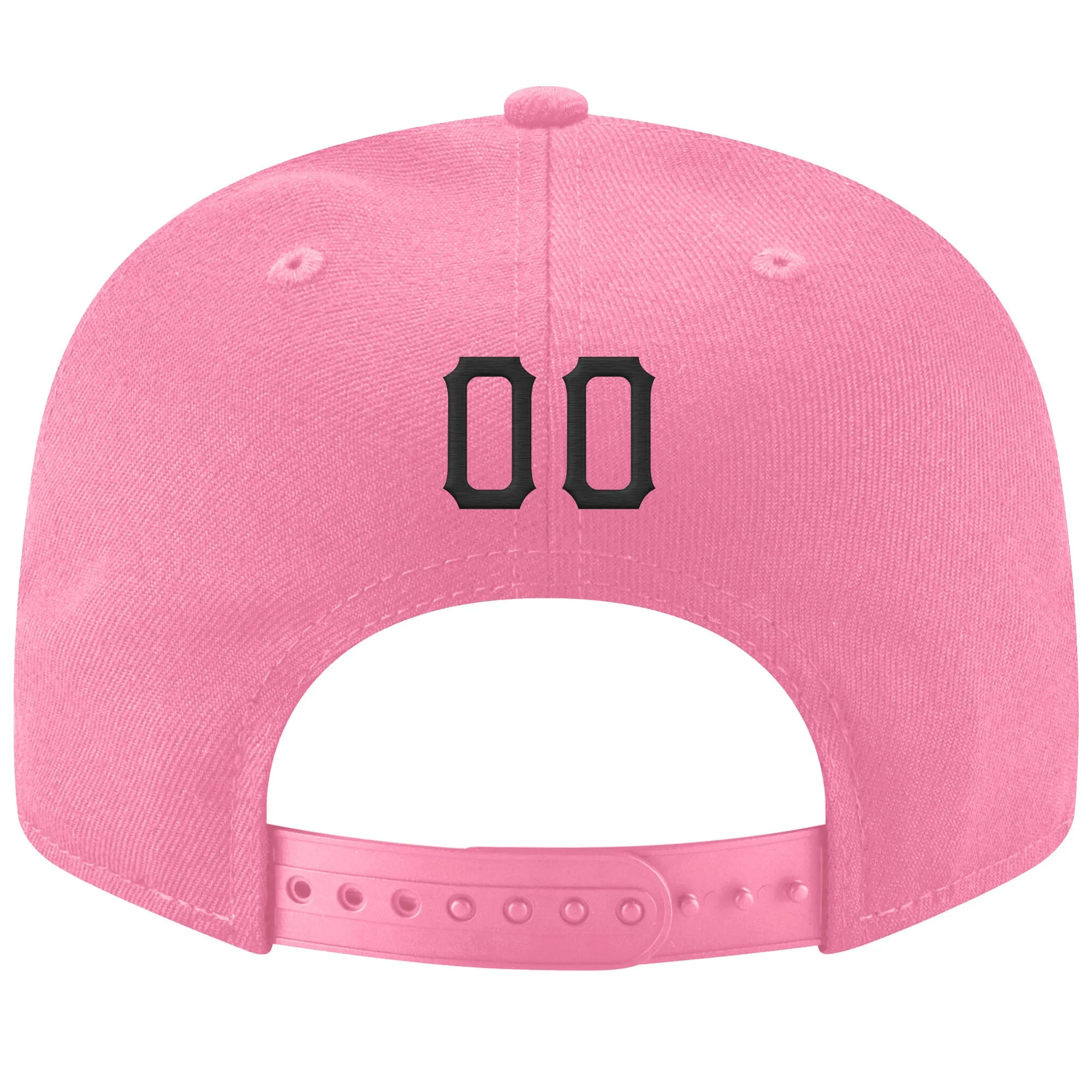 Custom Pink Black-Old Gold Stitched Adjustable Snapback Hat