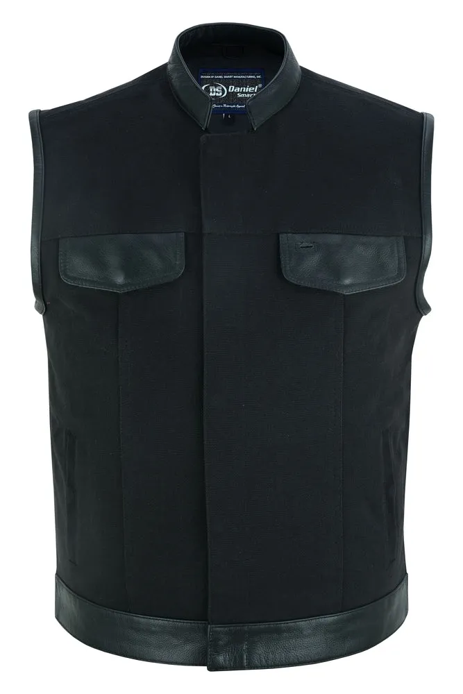 DS685 Canvas Material Single Back Panel Concealment Vest W/Leather Tr