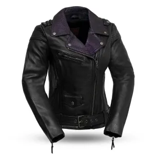 First Manufacturing FIL184CJS Women’s ‘The Iris’ Black Leather Motorcycle Jacket