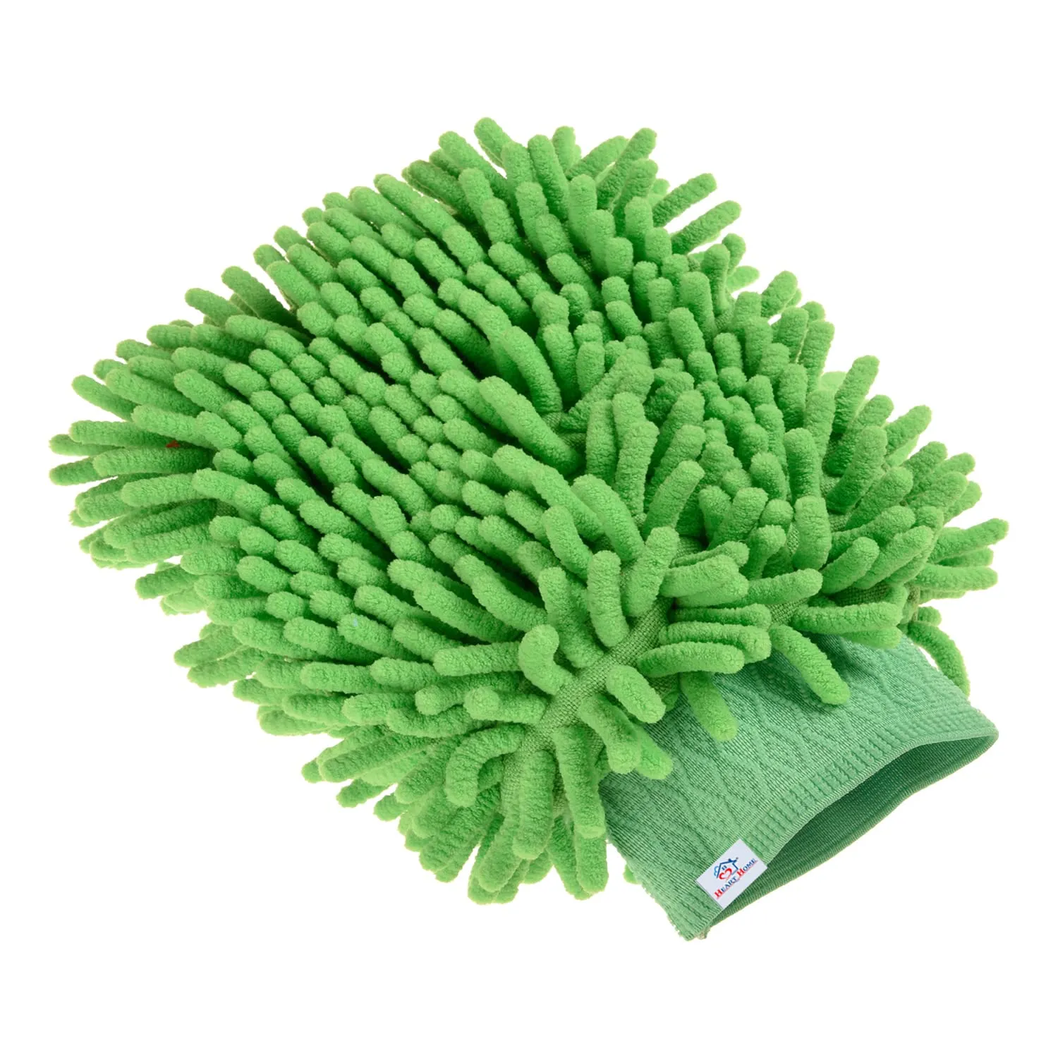 Heart Home Chenille Mitts|Microfiber Cleaning Gloves|Inside Waterproof Cloth Gloves|100 Gram Weighted Hand Duster|Hand Chenille Gloves for Car|Glass (Green)