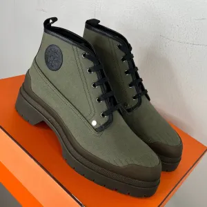 Hermes Canvas Ankle Boots