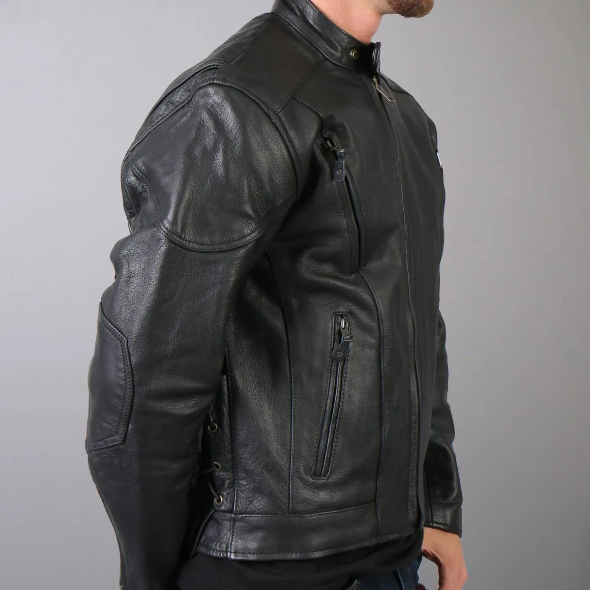 Hot Leathers Men's Premium Leather Vented Motorcycle Biker Jacket JKM1010