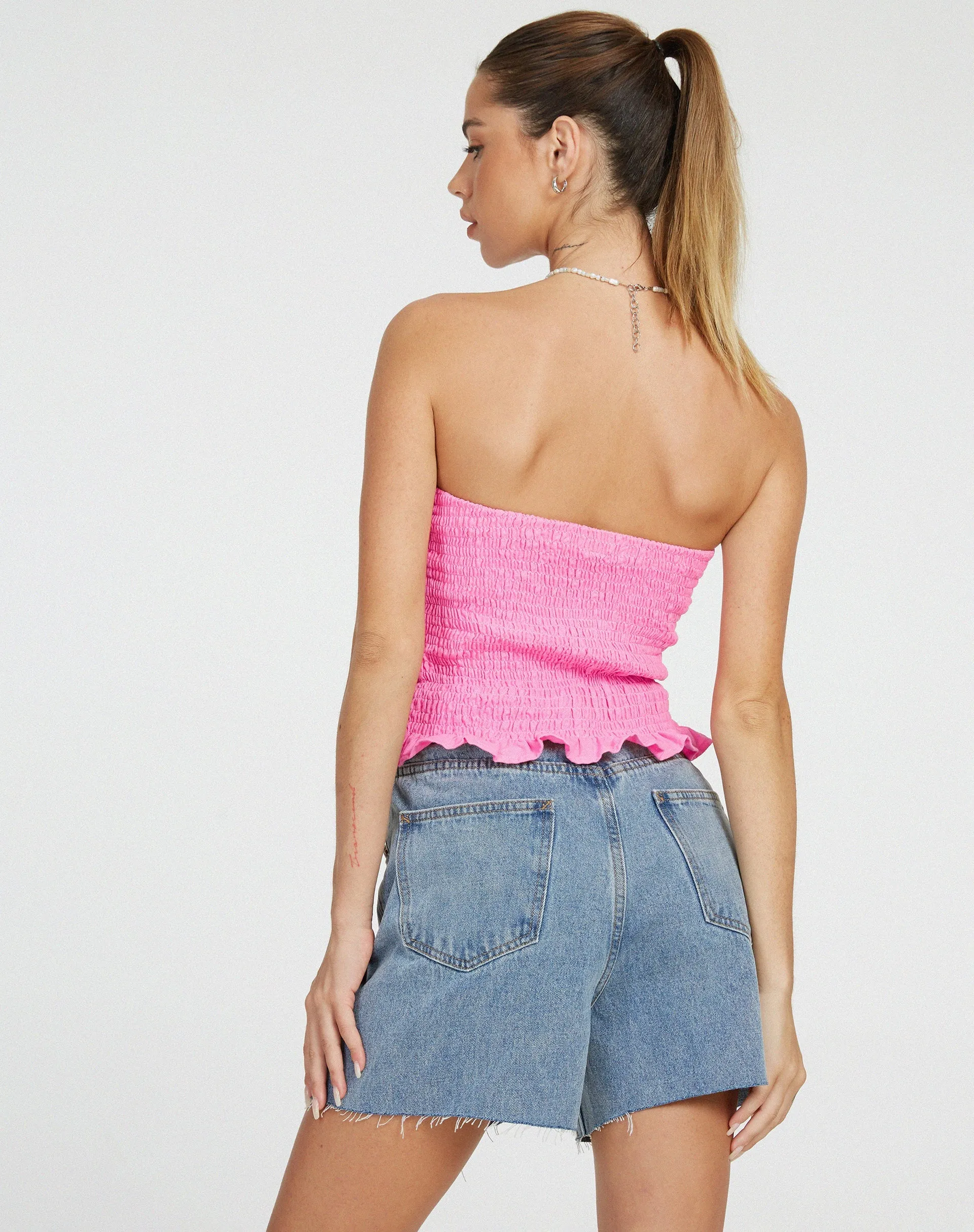 Kiyo Bandeau Top in Bubblegum