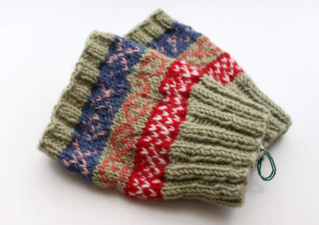 Light Green Red Multicolor Christmas Gift Woolen Legwarmers