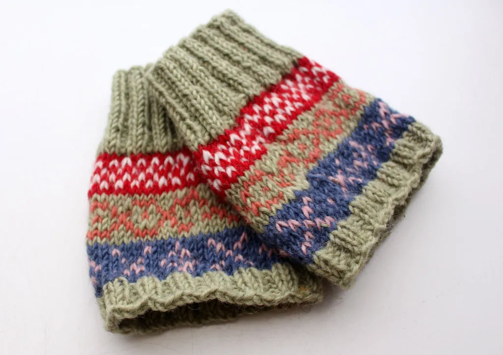 Light Green Red Multicolor Christmas Gift Woolen Legwarmers