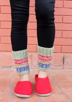 Light Green Red Multicolor Christmas Gift Woolen Legwarmers