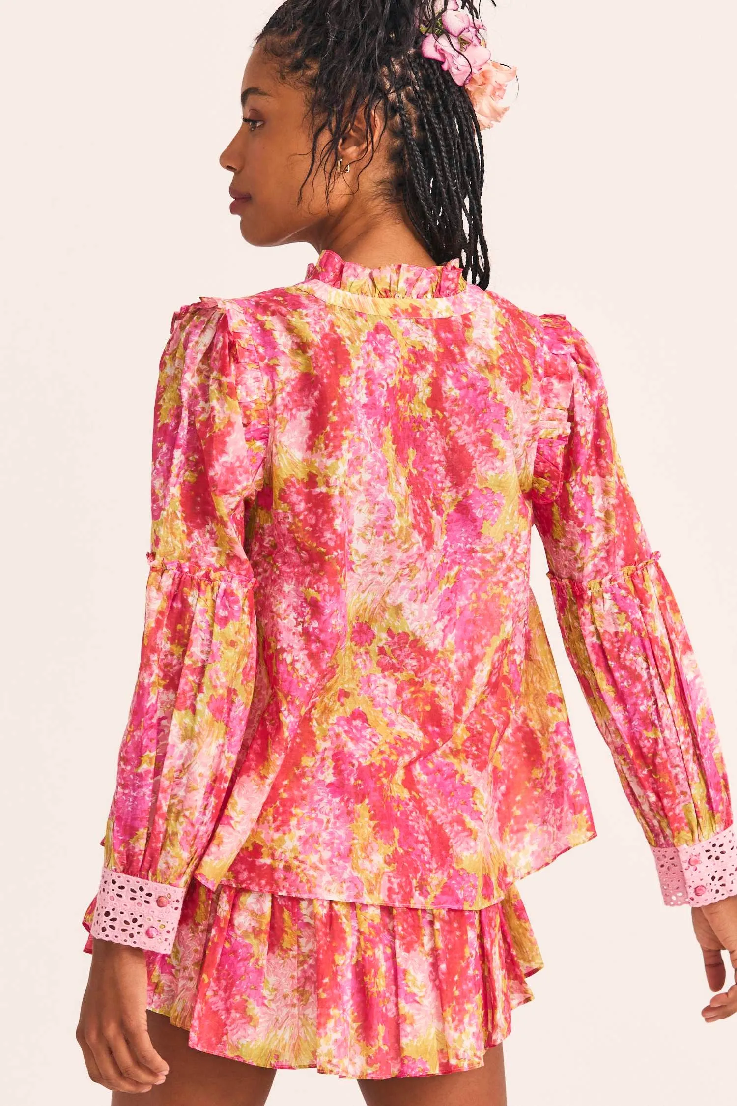 Love Shack Fancy - Ronalda Blouse in Swaying Coral