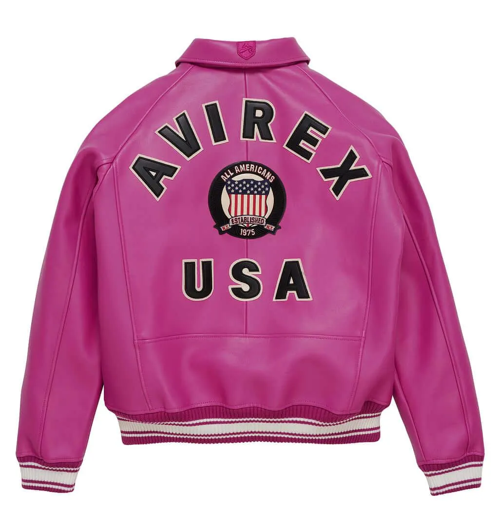 Mens Avirex Icon Pink Leather Jacket