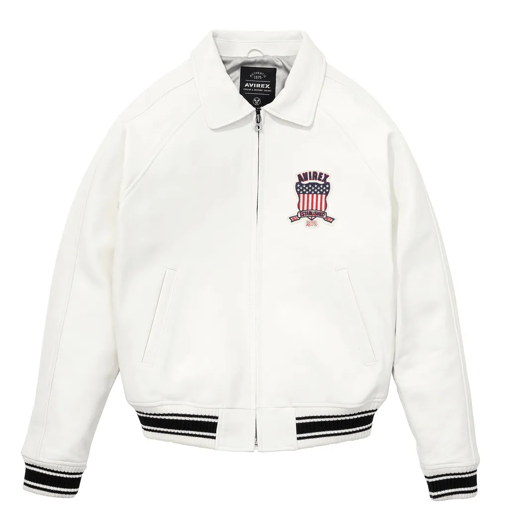 Mens Avirex Icon White Leather Jacket