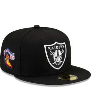 Men's Black Fitted Las Vegas Raiders 2001 Pro Bowl Patch Up Hat 59FIFTY New Era