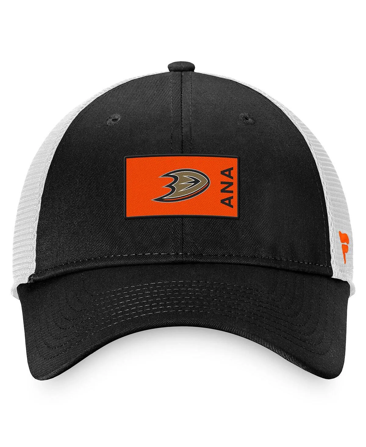 Men's Branded Black and White Anaheim Ducks Authentic Pro Rink Trucker Snapback Fanatics Cap