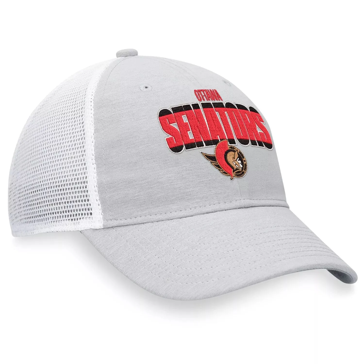 Men's Fanatics Heather Logo Cap Grey-White Ottawa Senators Team Trucker Snapback