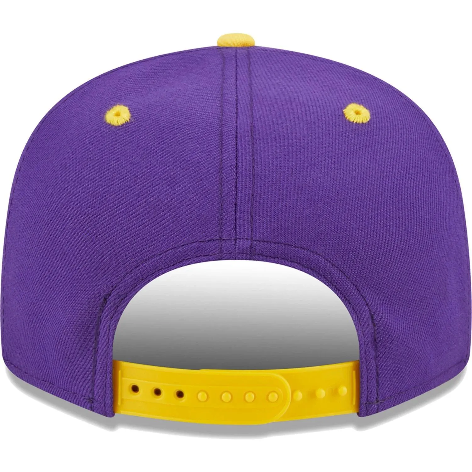 Men's New Era Purple/Gold Los Angeles Lakers Stacked Angled Cap two-tone 9FIFTY Snapback cap