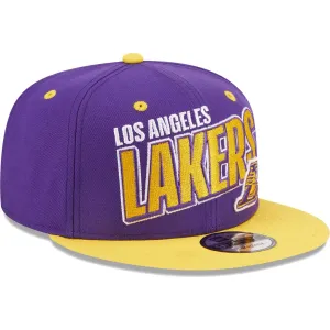 Men's New Era Purple/Gold Los Angeles Lakers Stacked Angled Cap two-tone 9FIFTY Snapback cap