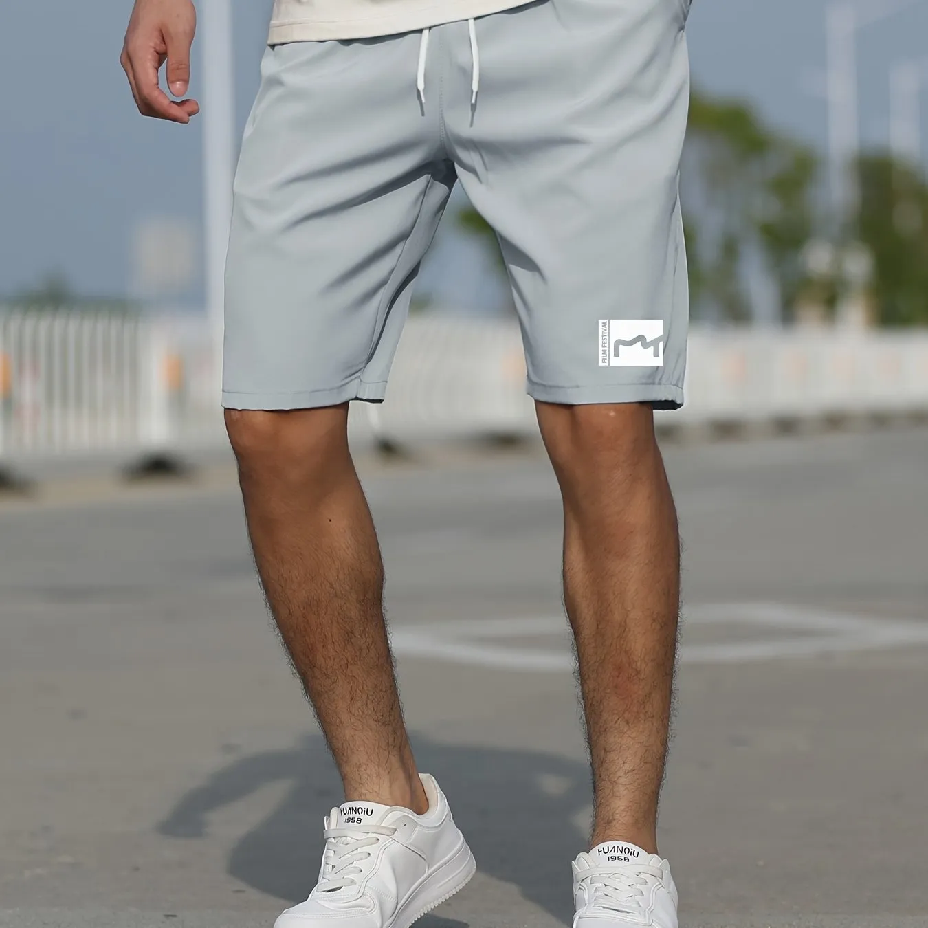 Men's Summer Shorts with Pockets - Slim Fit, Stretchy, and Stylish Graphic Design