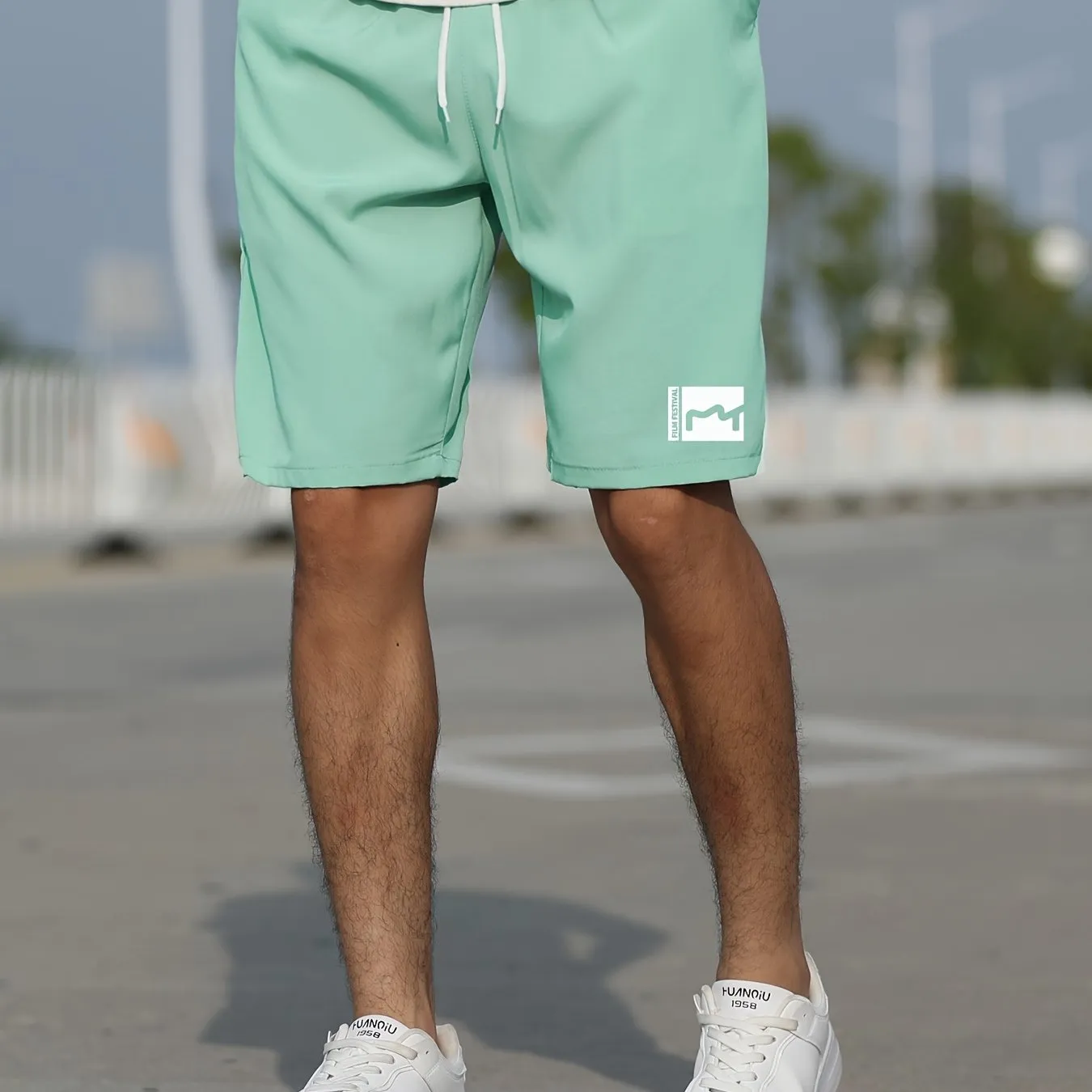 Men's Summer Shorts with Pockets - Slim Fit, Stretchy, and Stylish Graphic Design