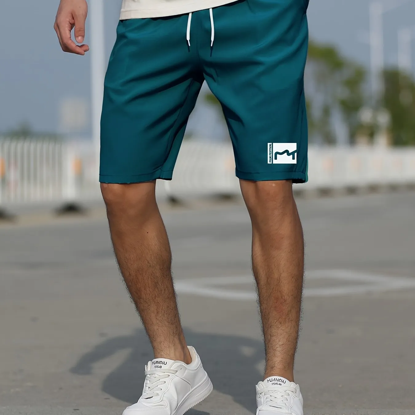 Men's Summer Shorts with Pockets - Slim Fit, Stretchy, and Stylish Graphic Design