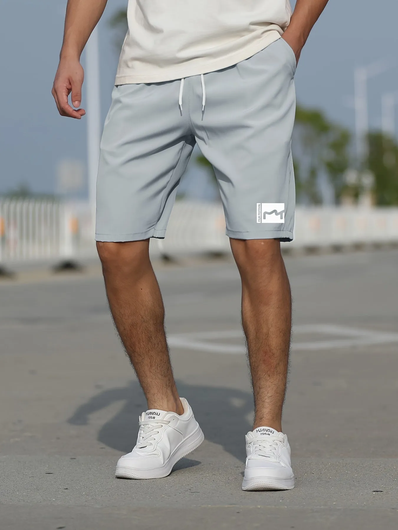 Men's Summer Shorts with Pockets - Slim Fit, Stretchy, and Stylish Graphic Design