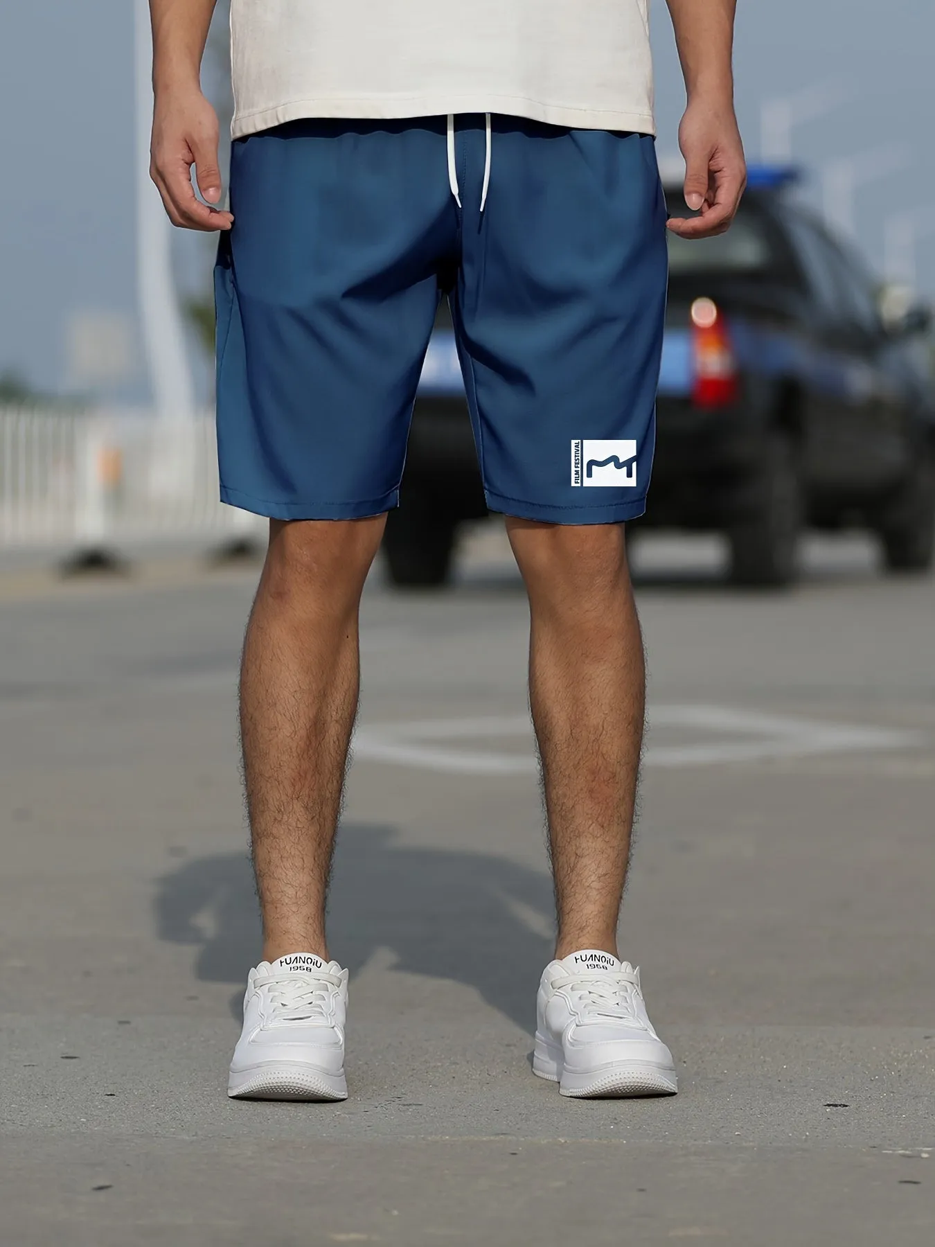 Men's Summer Shorts with Pockets - Slim Fit, Stretchy, and Stylish Graphic Design