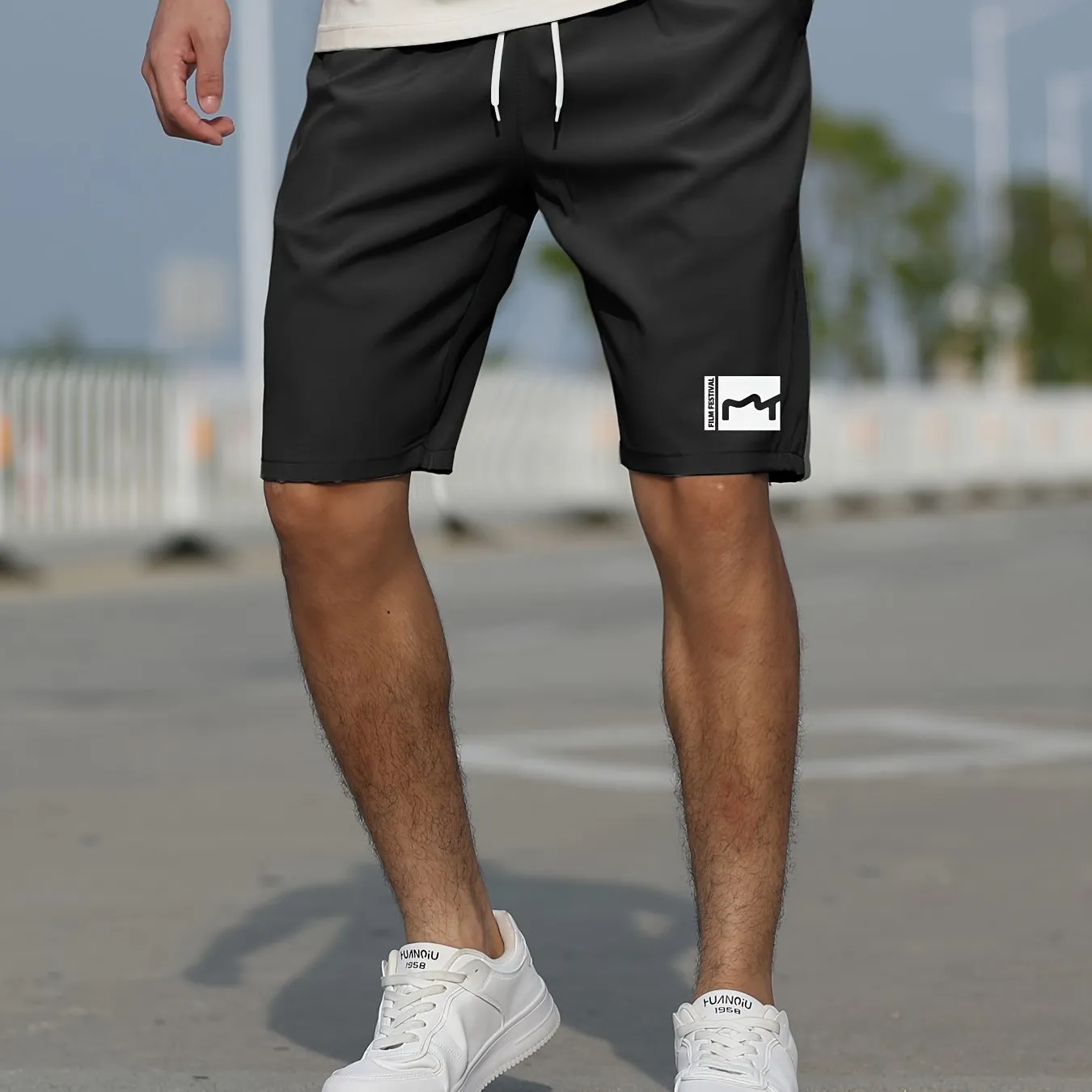 Men's Summer Shorts with Pockets - Slim Fit, Stretchy, and Stylish Graphic Design