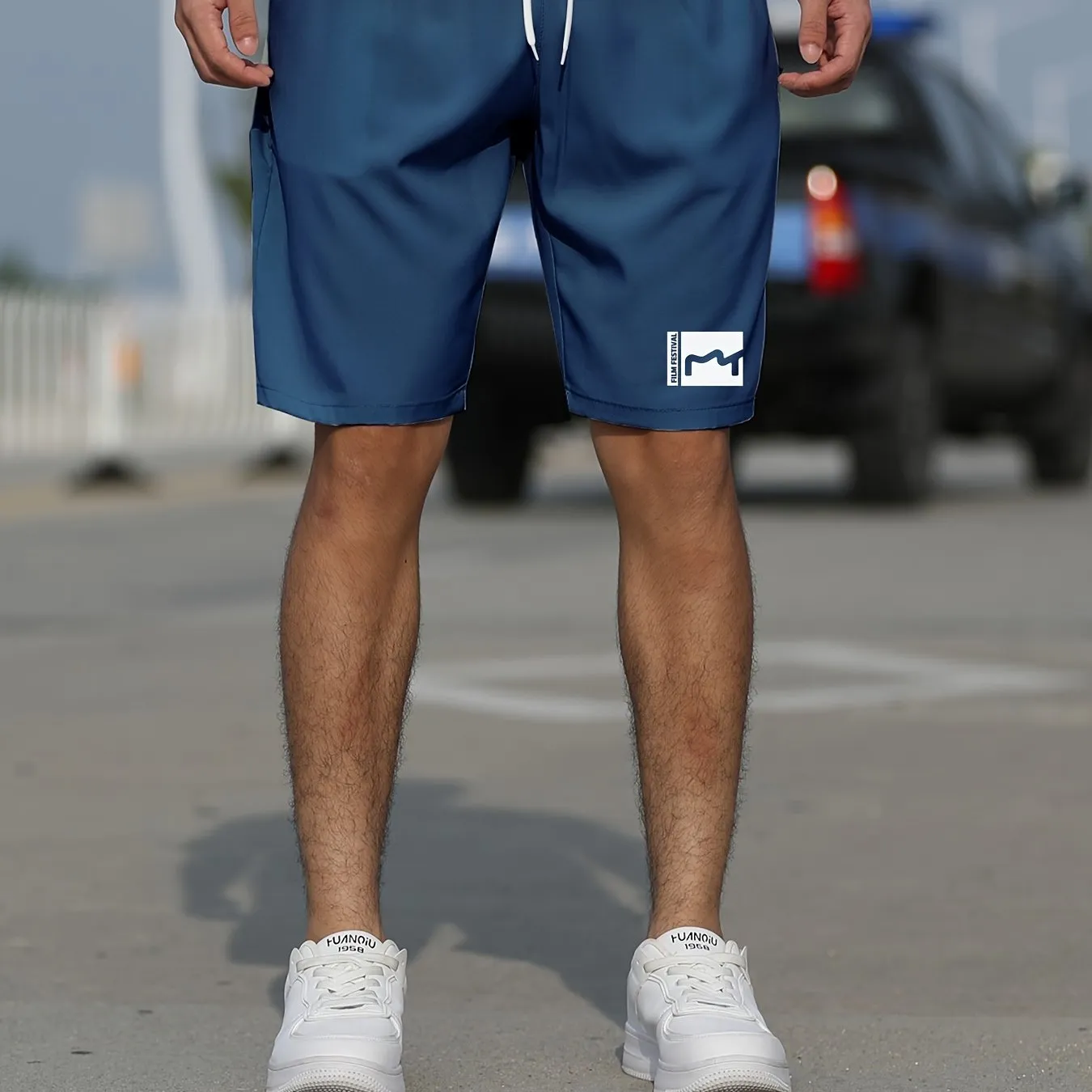 Men's Summer Shorts with Pockets - Slim Fit, Stretchy, and Stylish Graphic Design