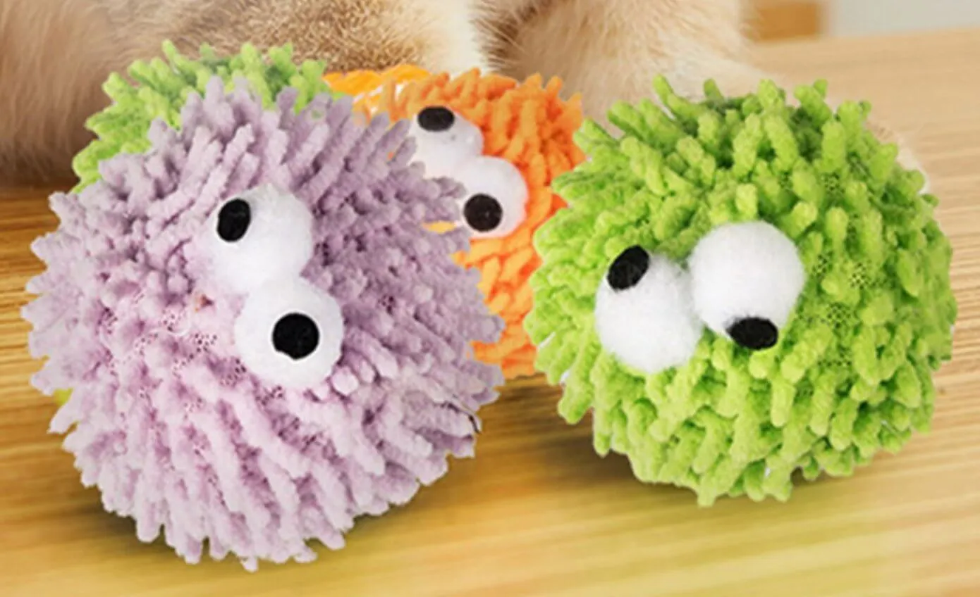 Monster Eyes Cat Woolen Toy Balls with Bell and Catnip Inside