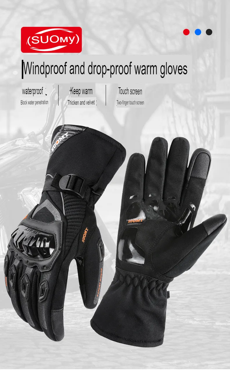 Motorcycle Riding Gloves Men's Winter Warm Waterproof Thickened Windproof And Fall-Proof Touch Screen Gloves