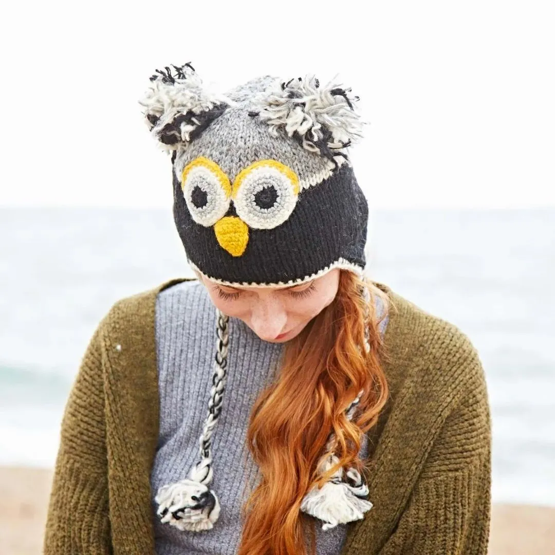 Natural Owl Woolen Animal Hat, Nepal