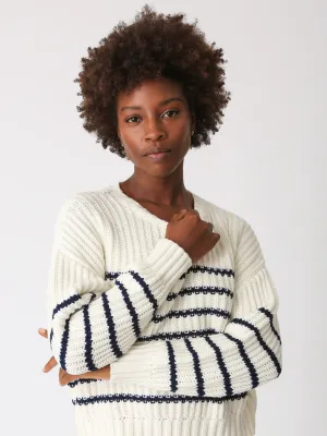 Nautical Sweater - Ivory / Indigo Stripe