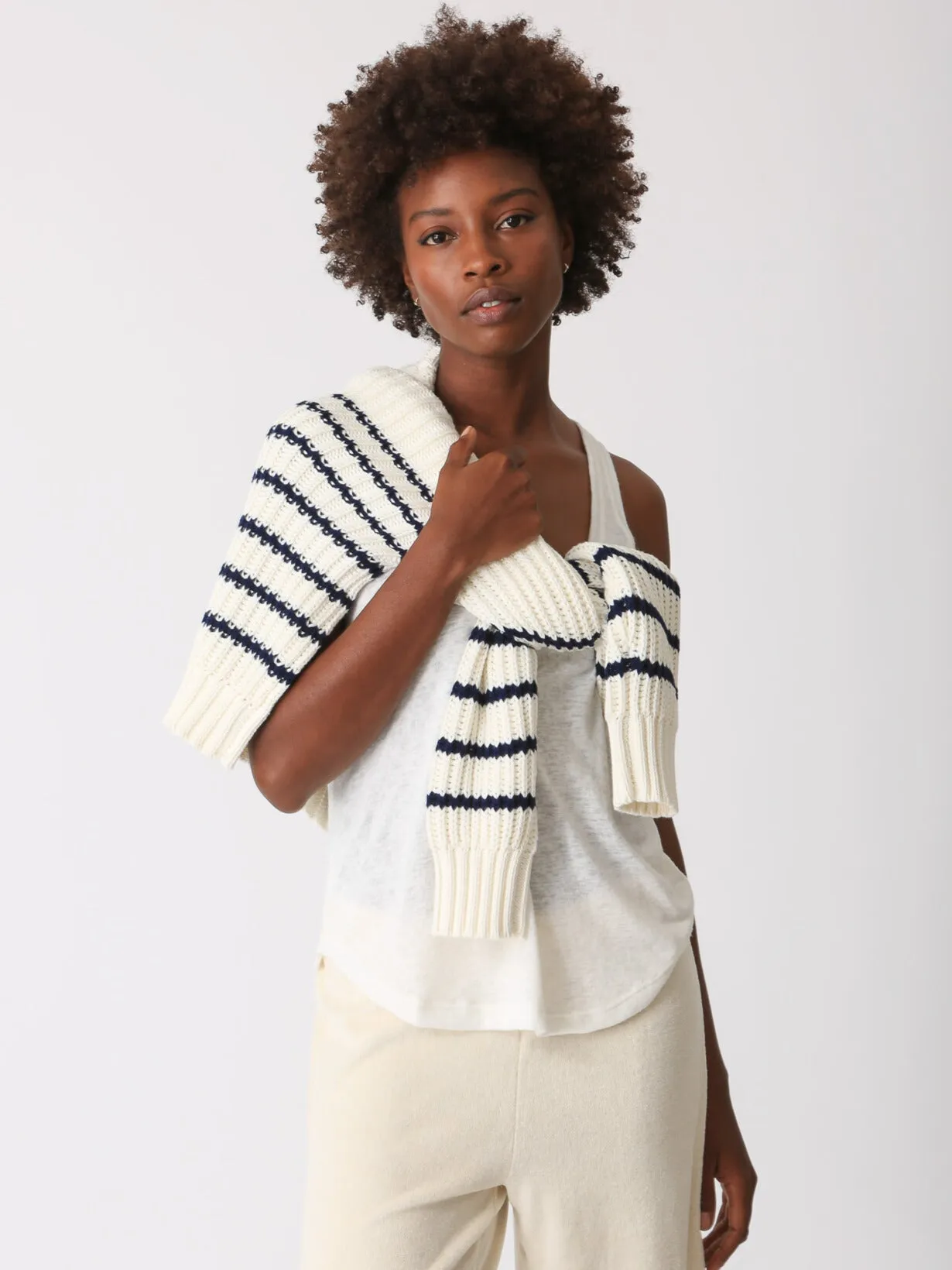 Nautical Sweater - Ivory / Indigo Stripe