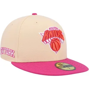 New Era Men's Fitted Hat Orange-Pink New York Knicks Passion Mango 59FIFTY