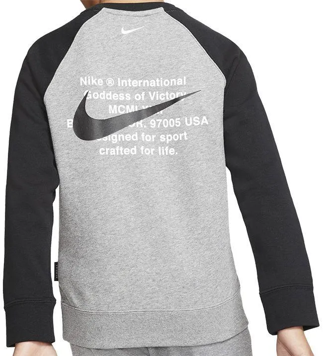 Nike Kids Sportswear Swoosh Sweatshirt Carbon Heather Black White