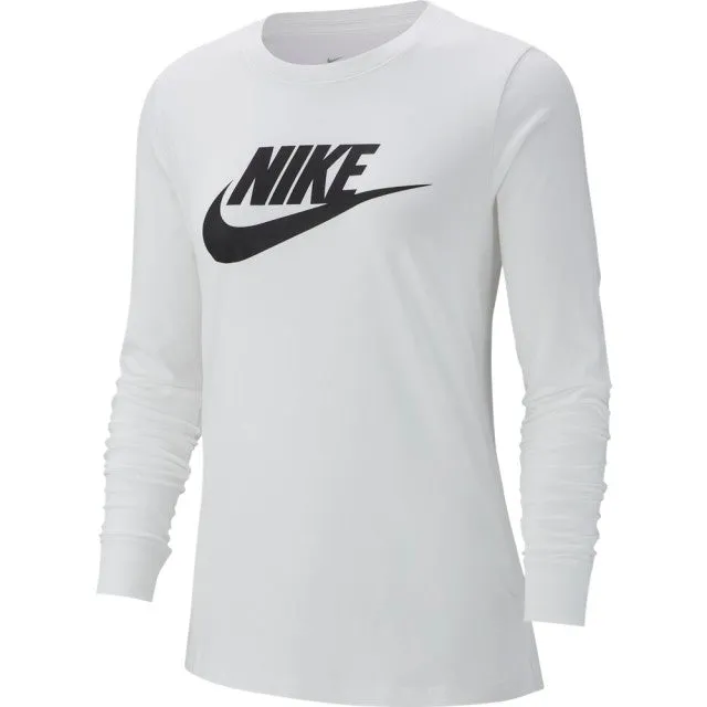 Nike WOMEN LIFESTYLE Bv6171-100 W Nsw Tee Essntl Ls Icon Ftr WHITE Long Sleeve