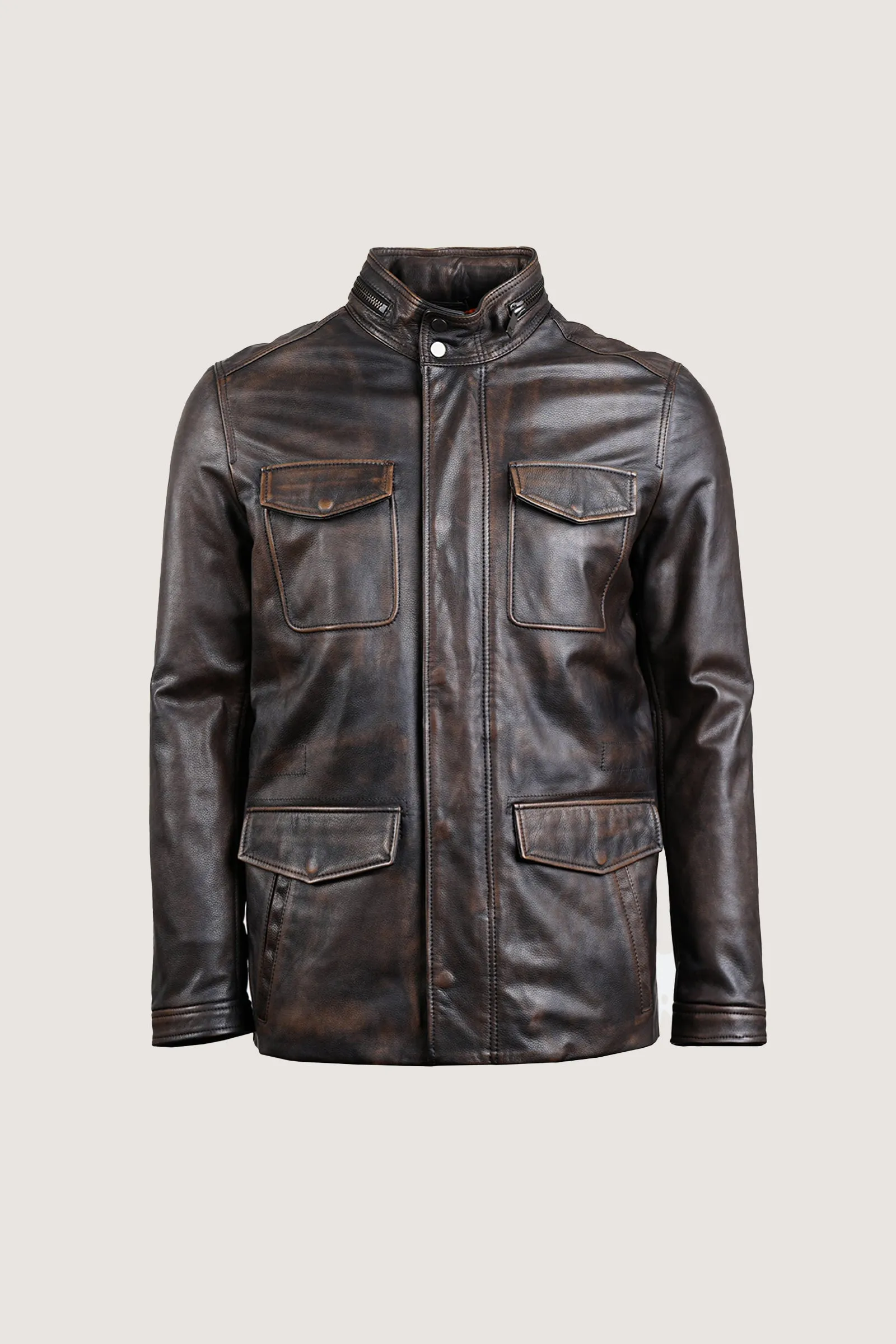 Novado - 4 Pocket Style Leather Jacket - Black - 1 Piece