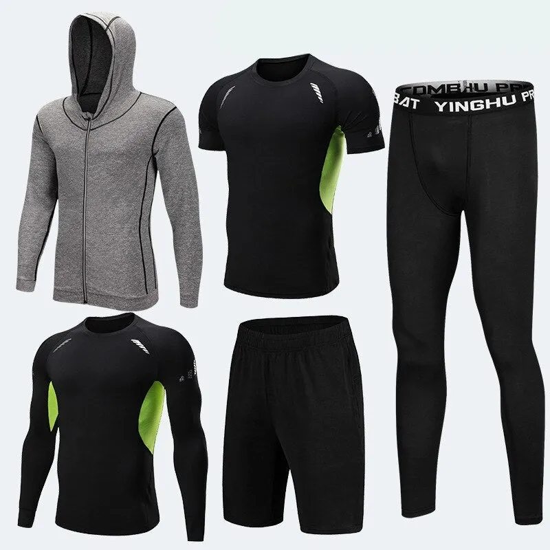 Nsqured 5-Piece Men's Compression Sportswear Set