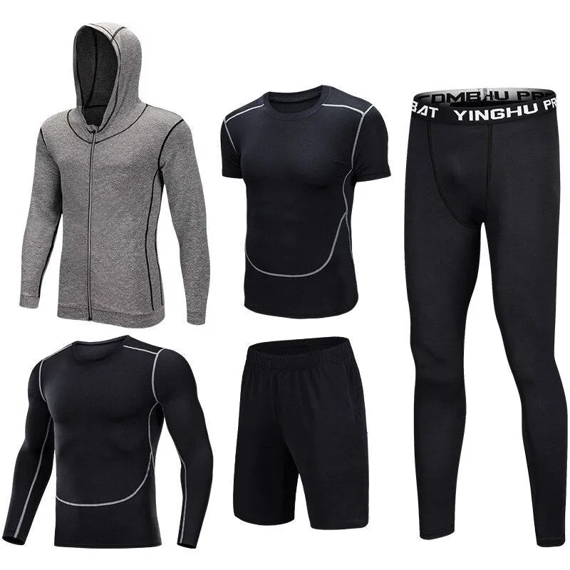 Nsqured 5-Piece Men's Compression Sportswear Set